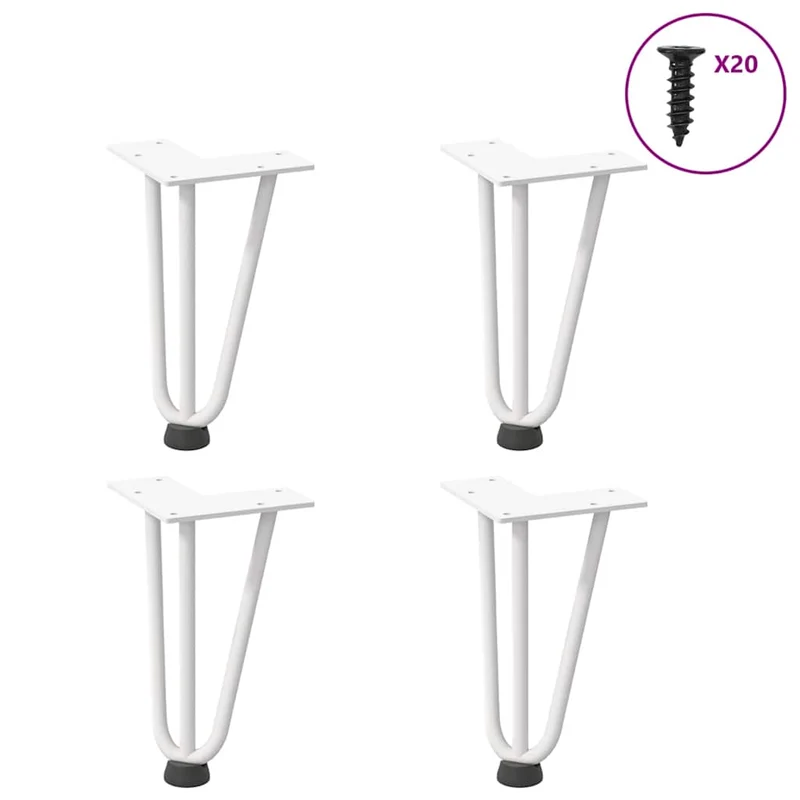 Pieds En Épingle À Cheveux Pour Consoles, Lot De 4, , , Acier Massif Blanc
