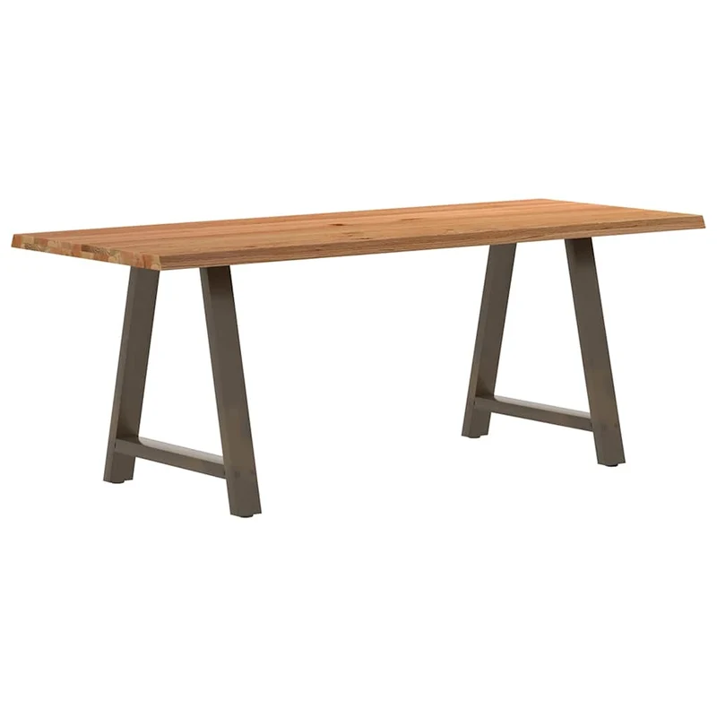 Table Industrielle en Bois Massif et Acier Naturel