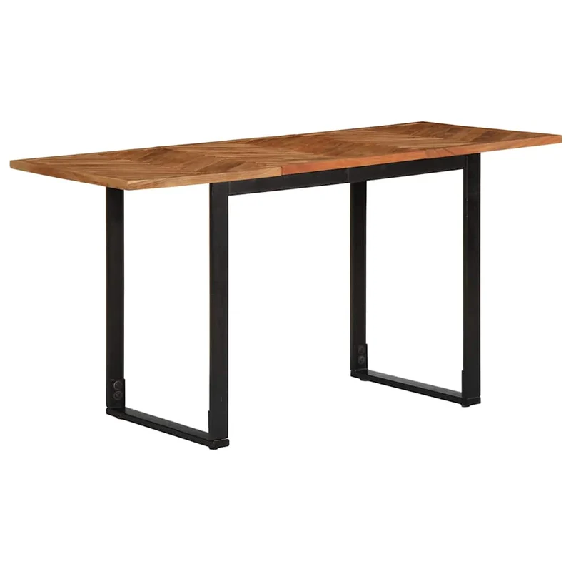 Table Industrielle en Bois d'Acacia et Pieds Noirs