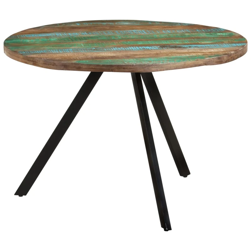 Table À Manger en Bois Massif et Pied Métal