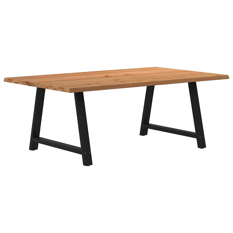 Table en Bois de Chêne avec Pieds en Acier Noir