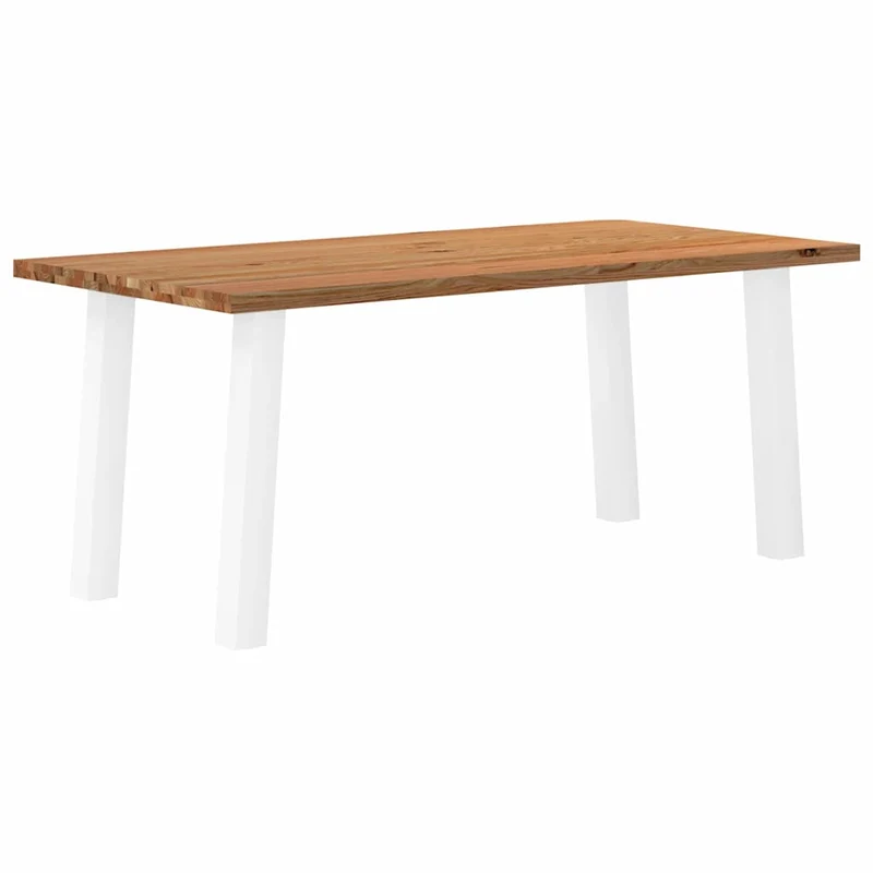 Table Industrielle en Bois Massif avec Pieds Blancs