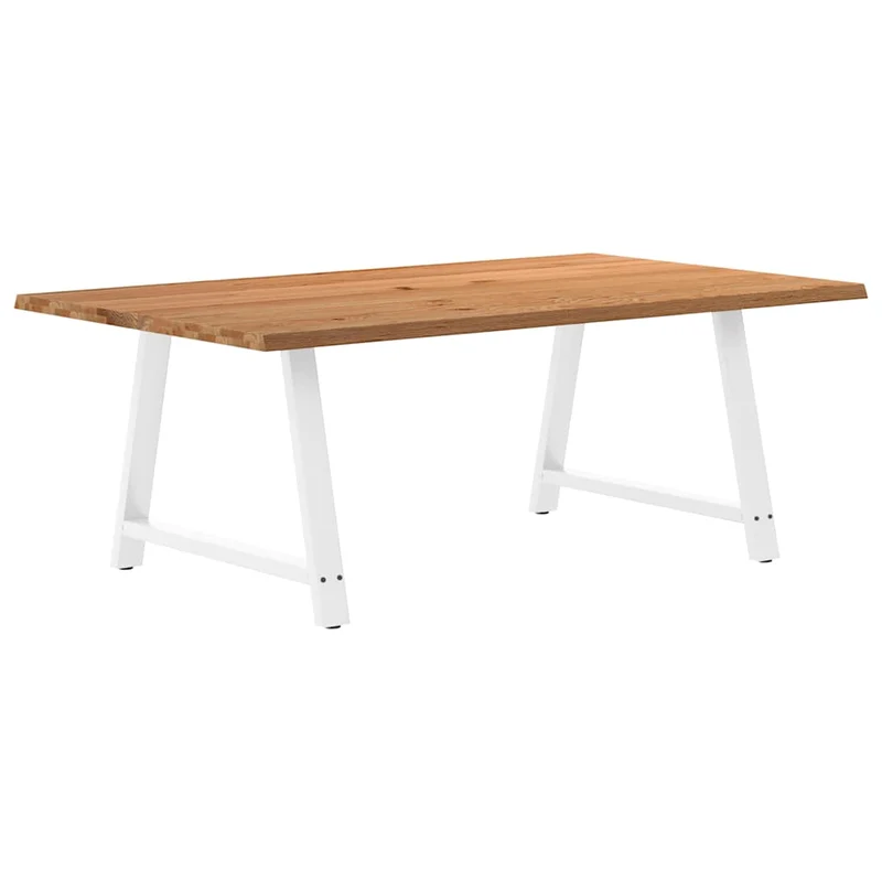 Table en Bois de Chêne Massif avec Pieds Blancs