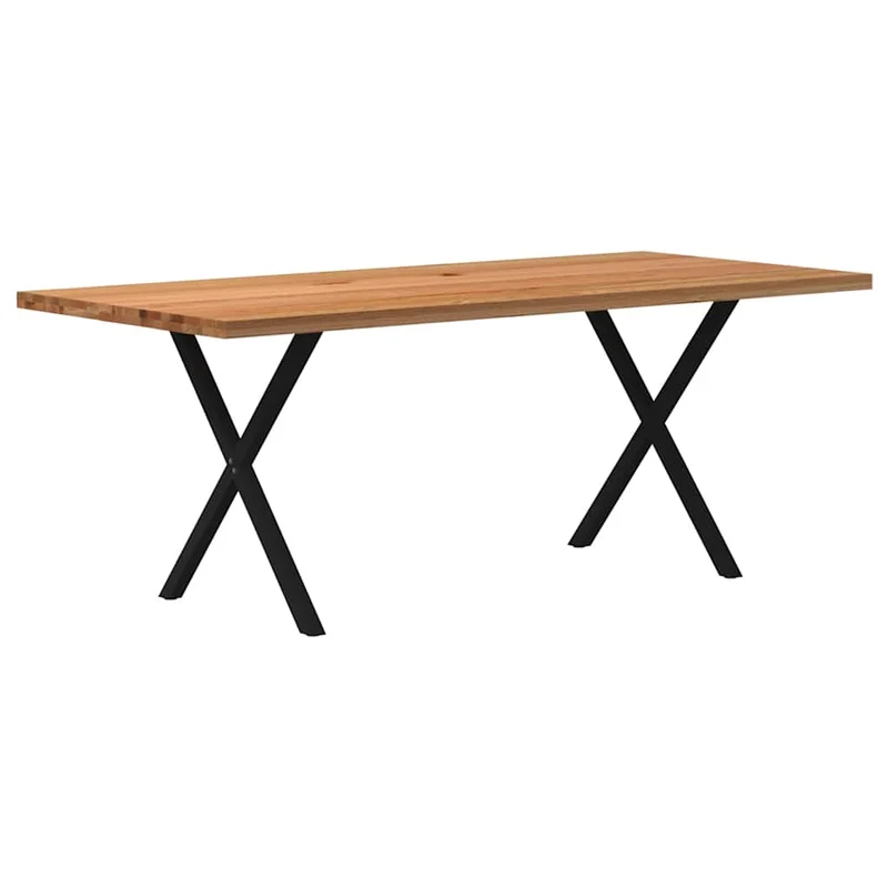 Table en Bois de Chêne Massif et Pieds Métal Noir
