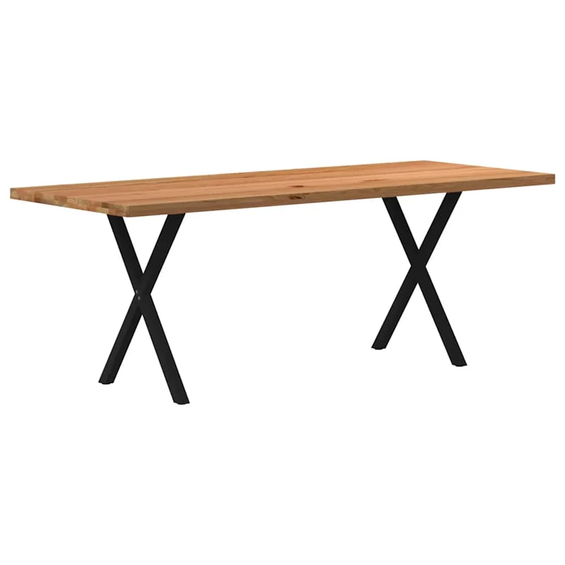 Table en Bois de Chêne Massif et Pieds Métal Noir