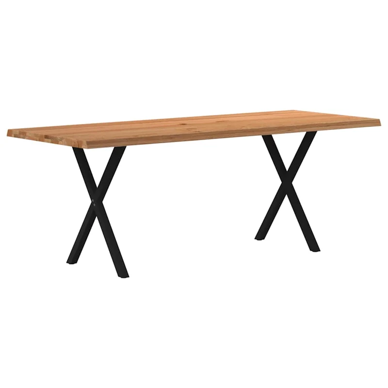 Table à Manger Moderne en Bois Massif et Métal