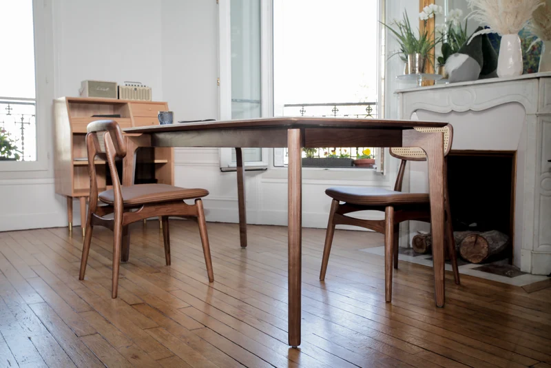 Table Thomasso en pierre frittée et bois massif