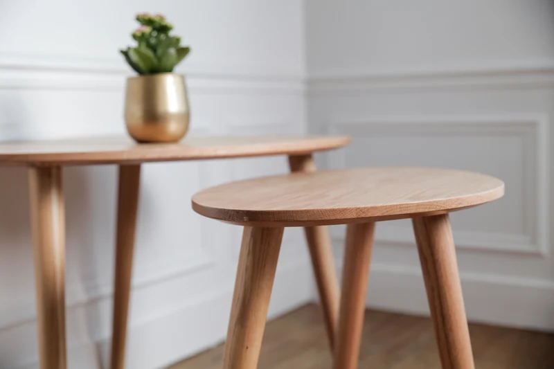Ensemble de 2 tables basses gigognes chêne Hélosie