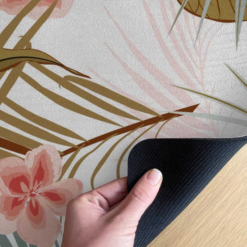 Paillasson à motif plantes tropicales - Plusieurs tailles disponibles - Texte personnalisable