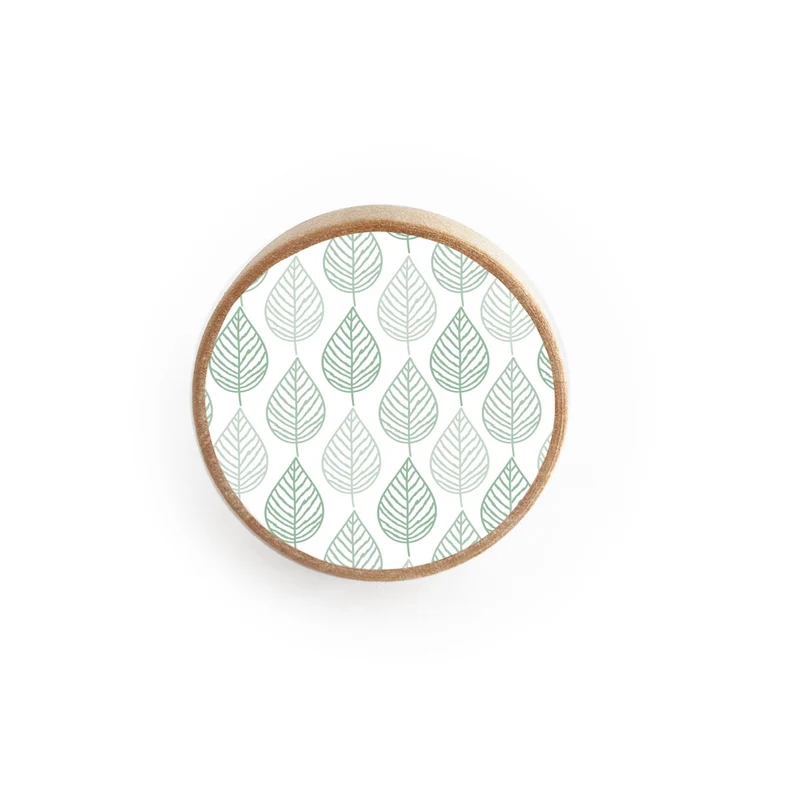 Poignée de porte en bois avec motif de feuilles en relief - Plusieurs couleurs disponibles