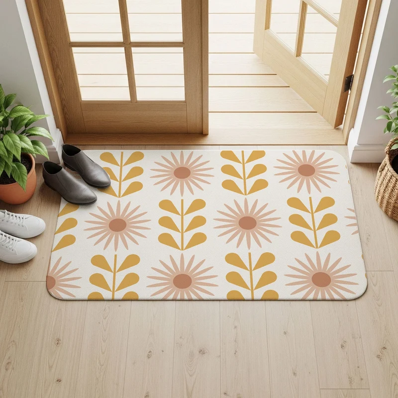 Paillasson à motif floral dégradé - Plusieurs tailles disponibles - Texte personnalisable