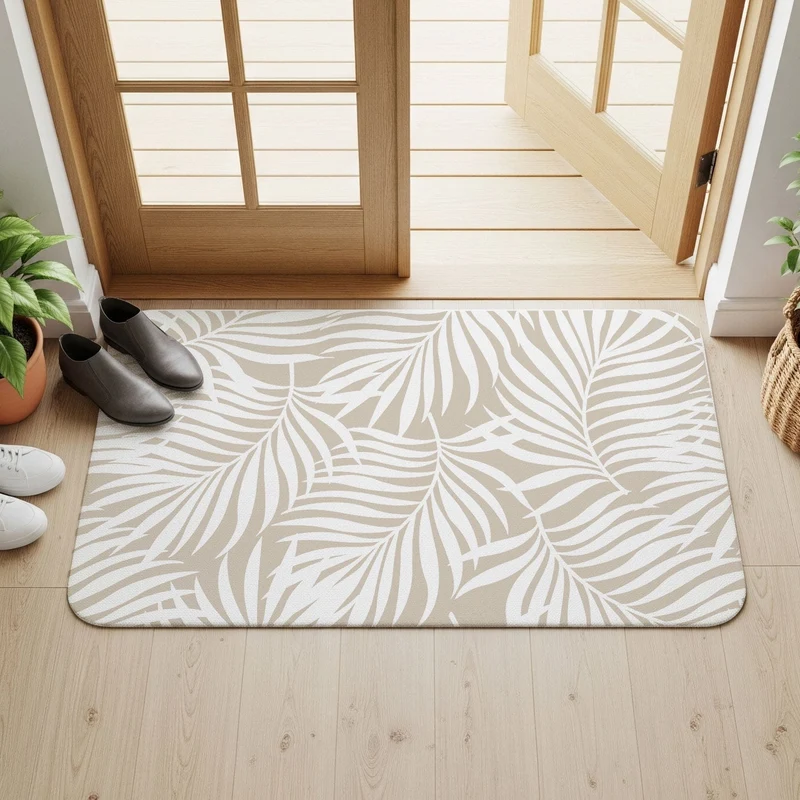 Tapis de porte à motif de feuilles tropicales - Plusieurs couleurs et tailles disponibles - Personnalisable