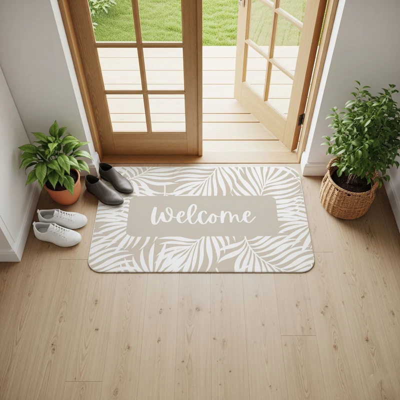 Tapis de porte à motif de feuilles tropicales - Plusieurs couleurs et tailles disponibles - Personnalisable