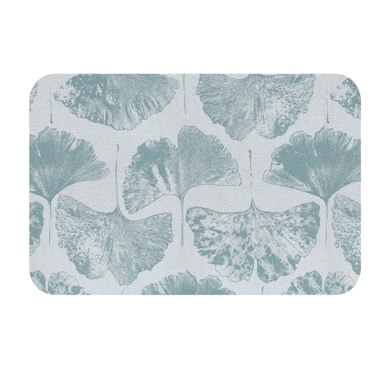 Tapis de porte absorbant à motif feuille de ginkgo - Plusieurs couleurs et tailles disponibles - Personnalisable