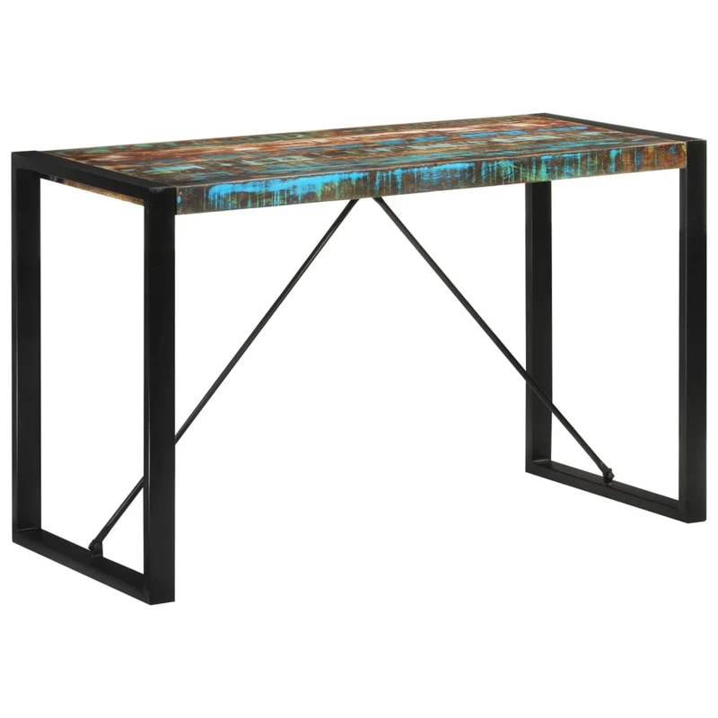 Table à Manger en Bois Massif Recyclé et Coloré