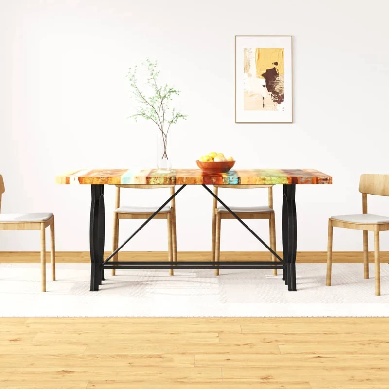 Table en Bois de Manguier et Pieds en Métal Design