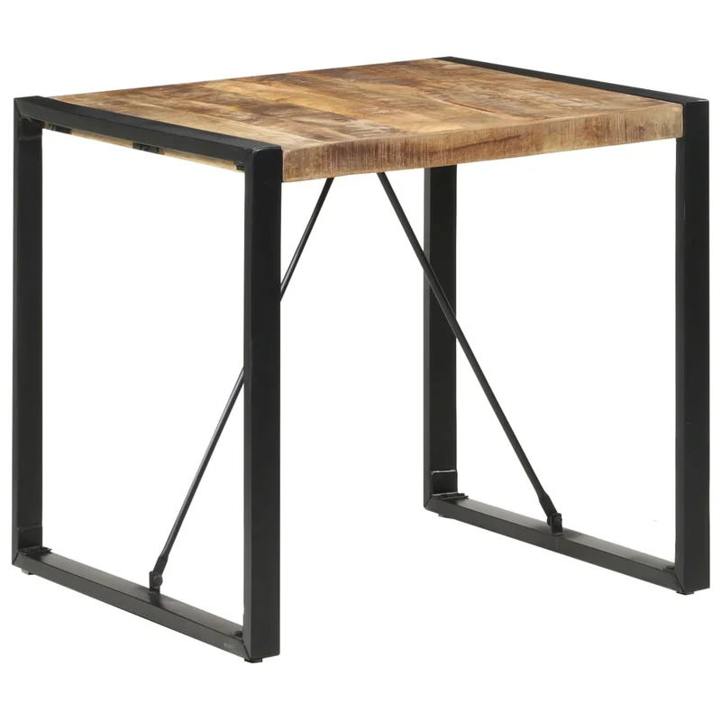 Table Carrée en Bois de Manguier et Acier Noir