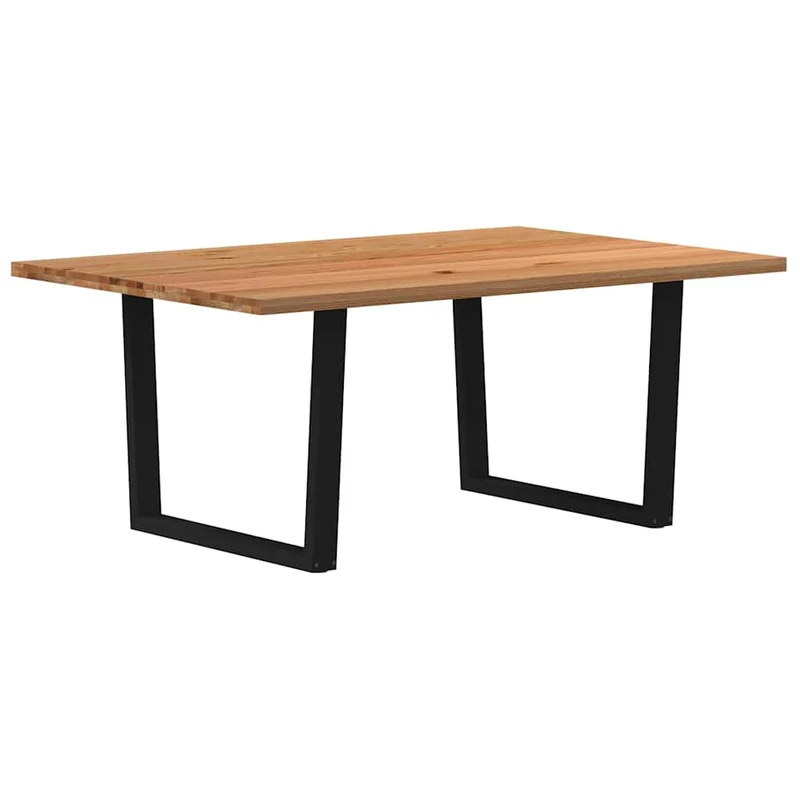 Table Industrielle en bois de Chêne et Métal Noir