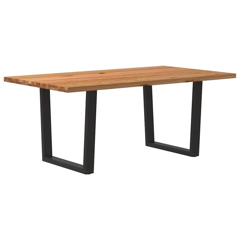 Table Industrielle en bois de Chêne et Métal Noir