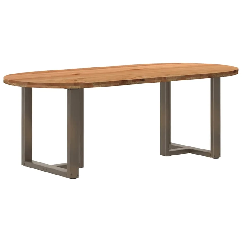Table Industrielle avec Plateau en Bois et Pieds en Métal