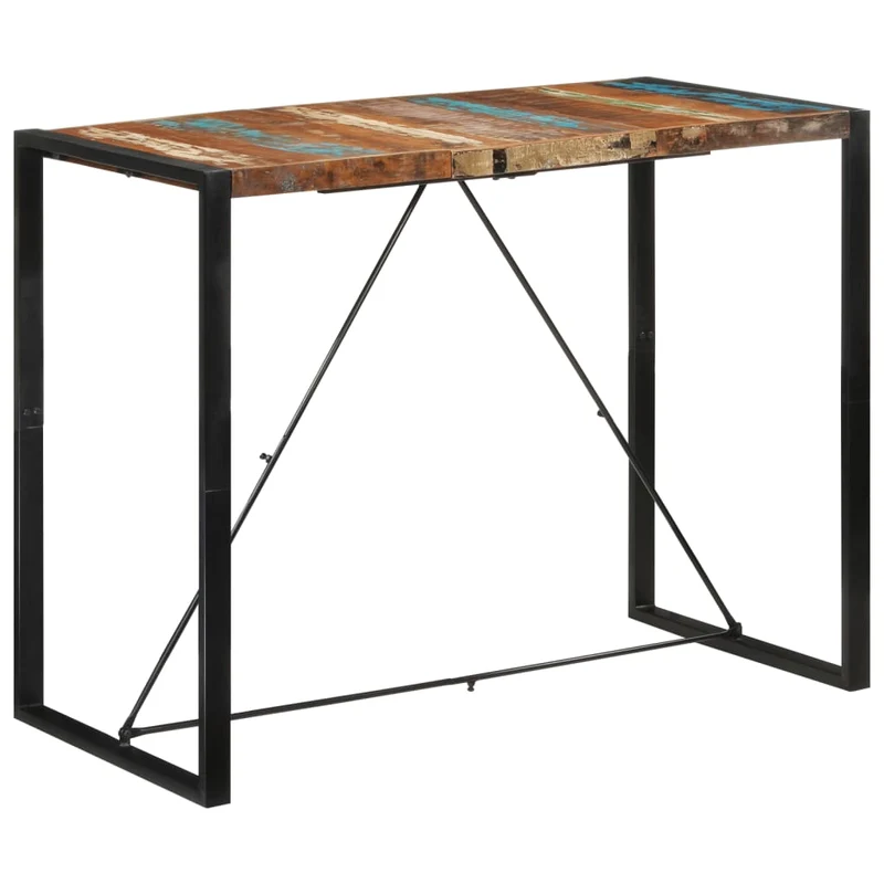 Table de Bar Industrielle en Bois et Métal Noir