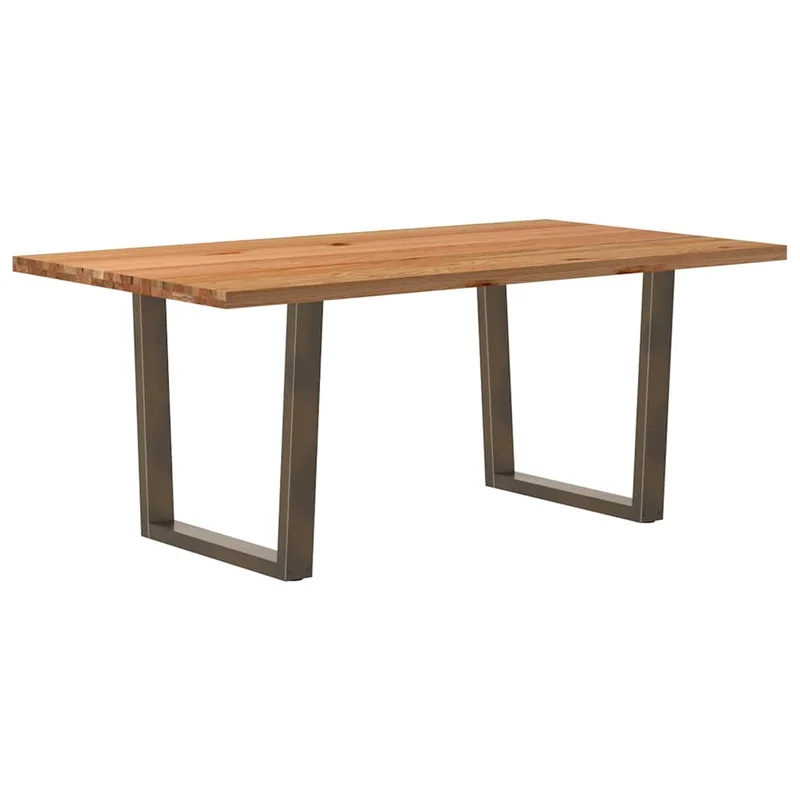 Table Industrielle en Bois de Chêne et Métal pour 10 Personnes