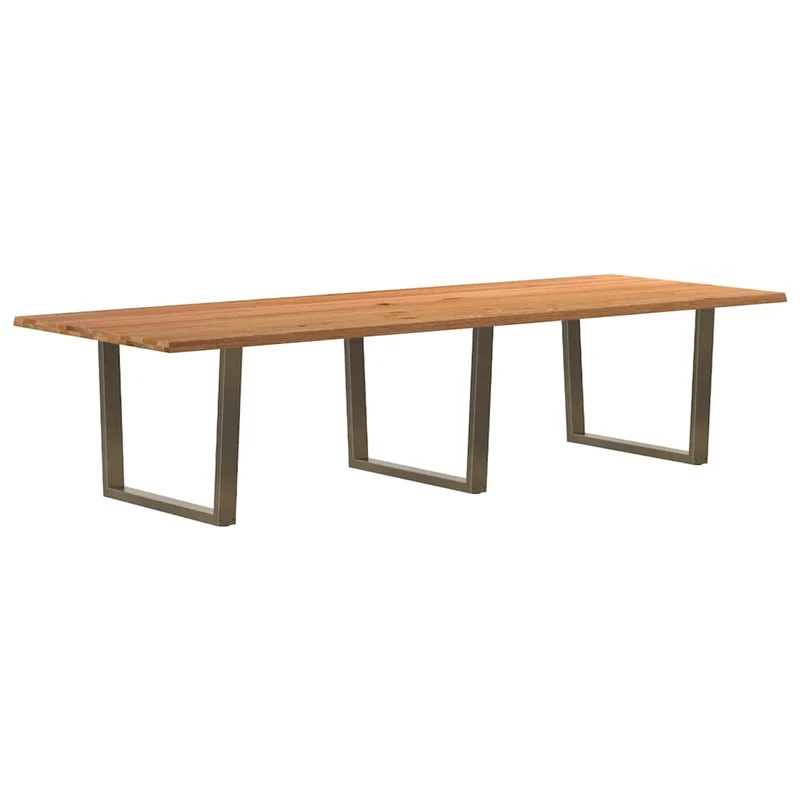 Table Industrielle en Bois Massif et Acier pour 10 Personnes