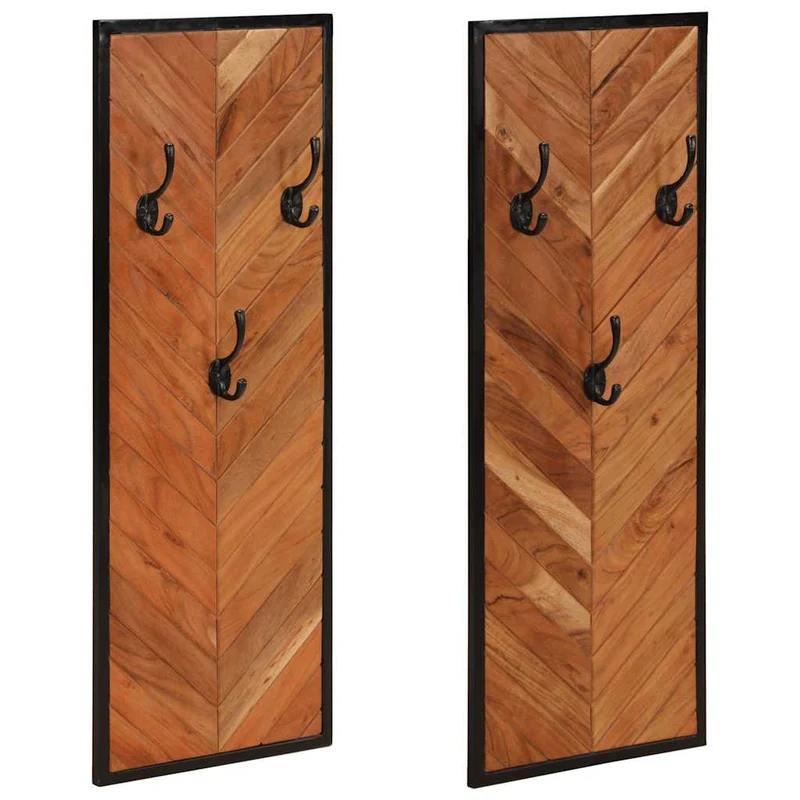 Porte Manteau Mural en Bois Massif Industriel