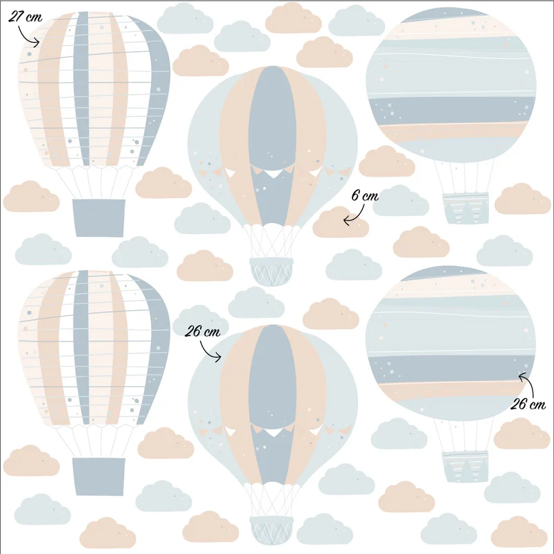 Stickers muraux montgolfières - Plusieurs couleurs disponibles