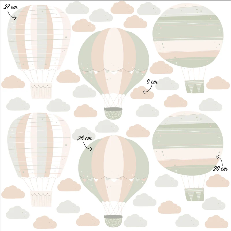 Stickers muraux montgolfières - Plusieurs couleurs disponibles