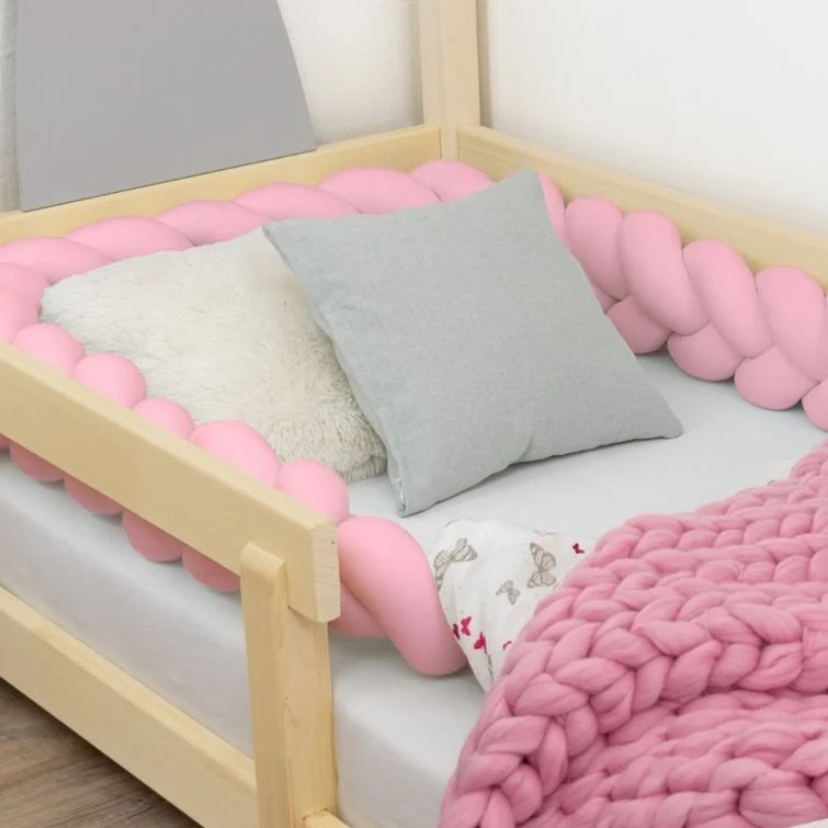 Tour de lit pour lit tressé rose Benlemi