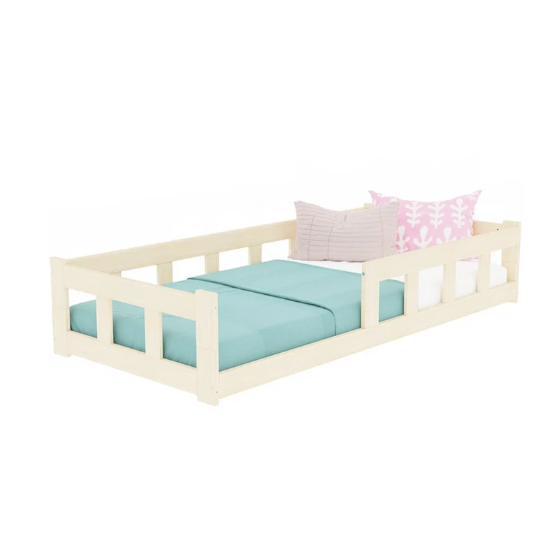 Lit bas pour enfant FENCE Benlemi avec 2 barrières latérales – Plus de couleurs et de tailles disponibles