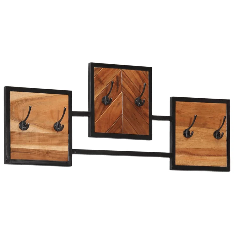 Porte-Manteau Mural en Bois et Fer Design