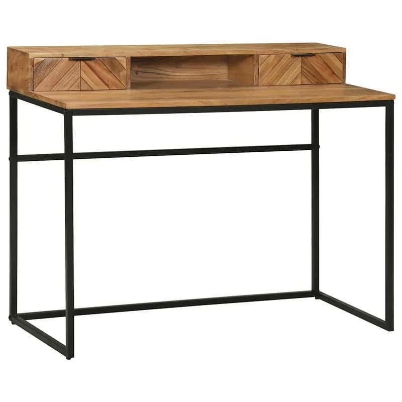 Bureau Style Industriel en Métal et Bois Massif