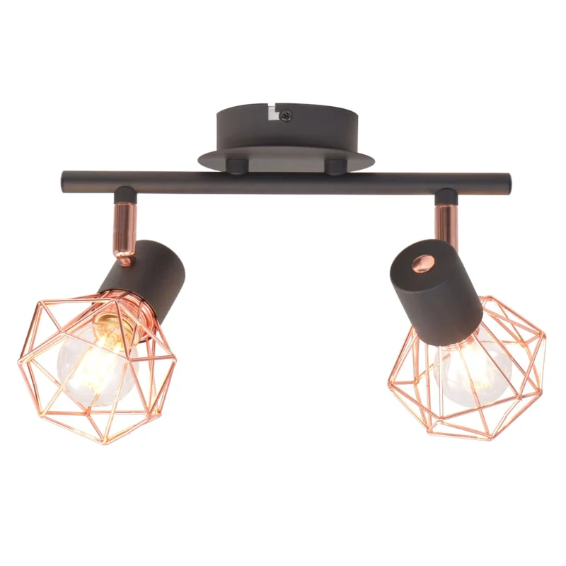 Plafonnier Style Industriel Noir et Cuivre