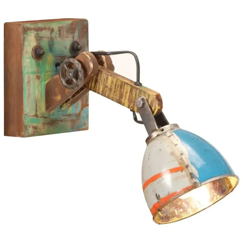 Applique Murale Industrielle Vintage en Bois et Fer