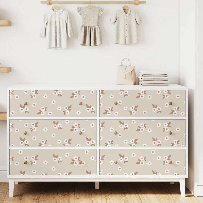 Papier adhésif floral beige