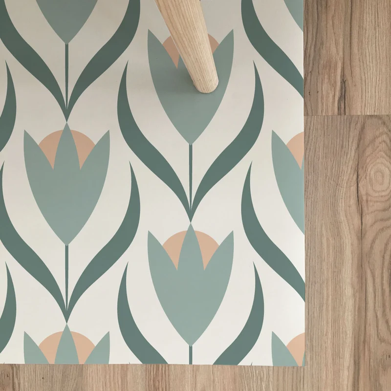 Tapis de cuisine en vinyle souple motif tulipe - Plusieurs tailles disponibles