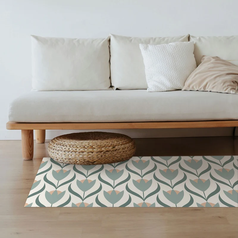 Tapis de cuisine en vinyle souple motif tulipe - Plusieurs tailles disponibles