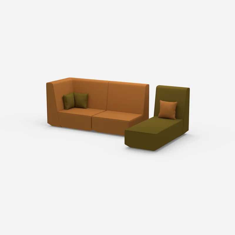 Modulares 2er Sofa mit Recamiere