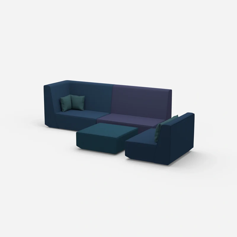 Dreisitzer Sofa mit Sessel und hoher Rückenlehne