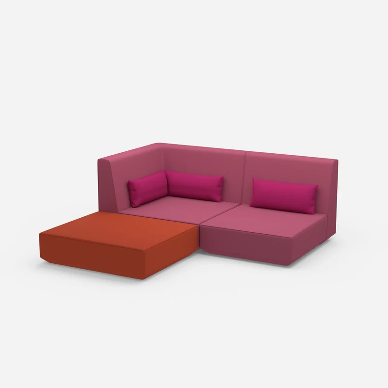 Ecksofa mit tiefer Sitzfläche und hoher Rückenlehne
