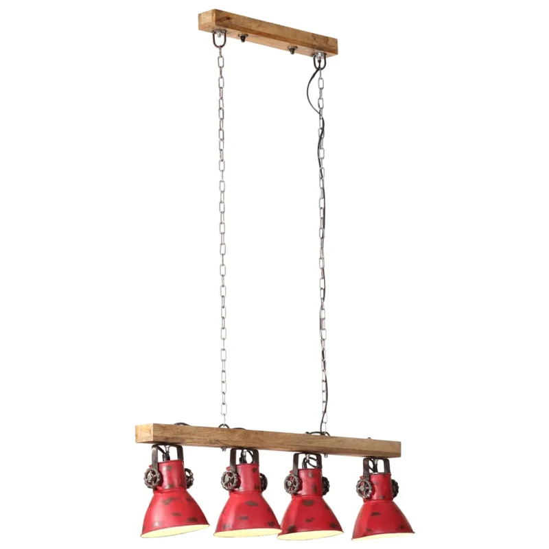 Suspension Luminaire Industriel en Fer et Bois