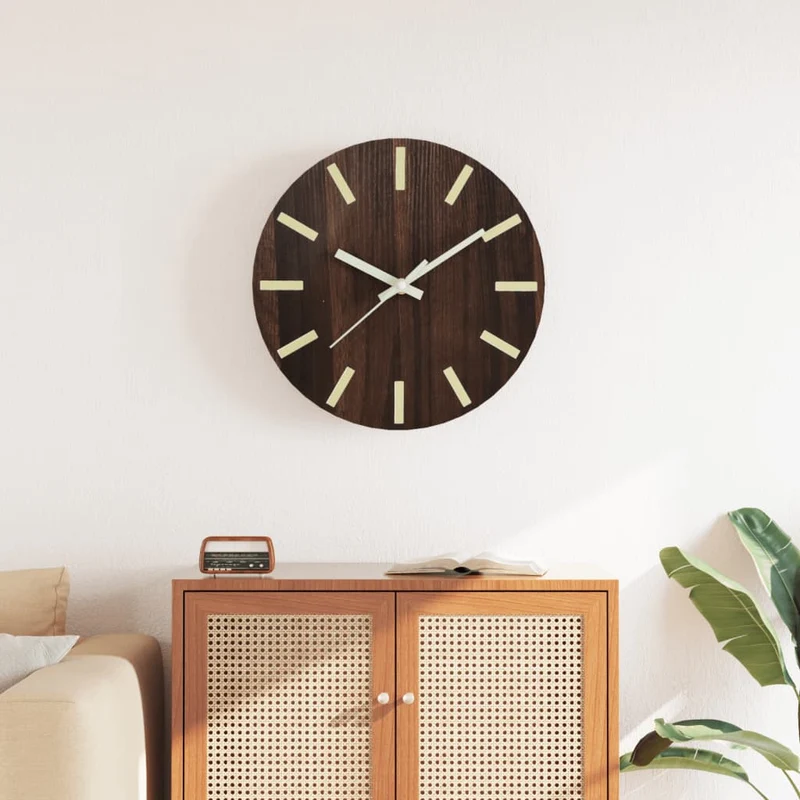 Horloge Style Industriel en Bois à Aiguilles Lumineuses