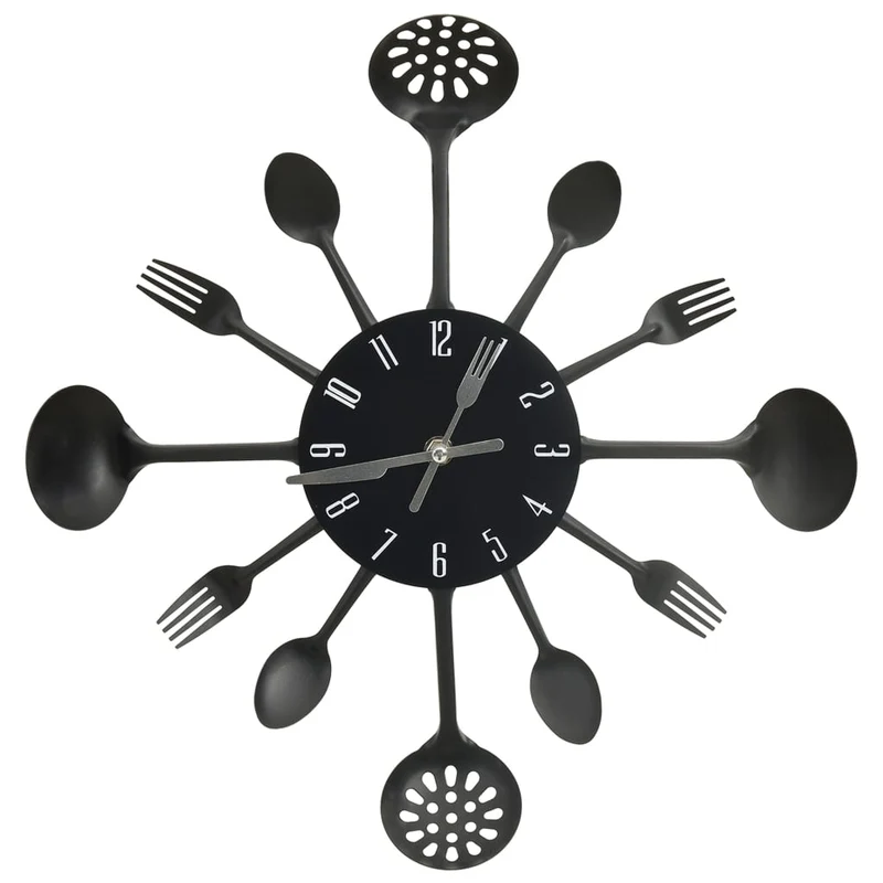 Horloge Cuisine Industrielle en Aluminium Noir