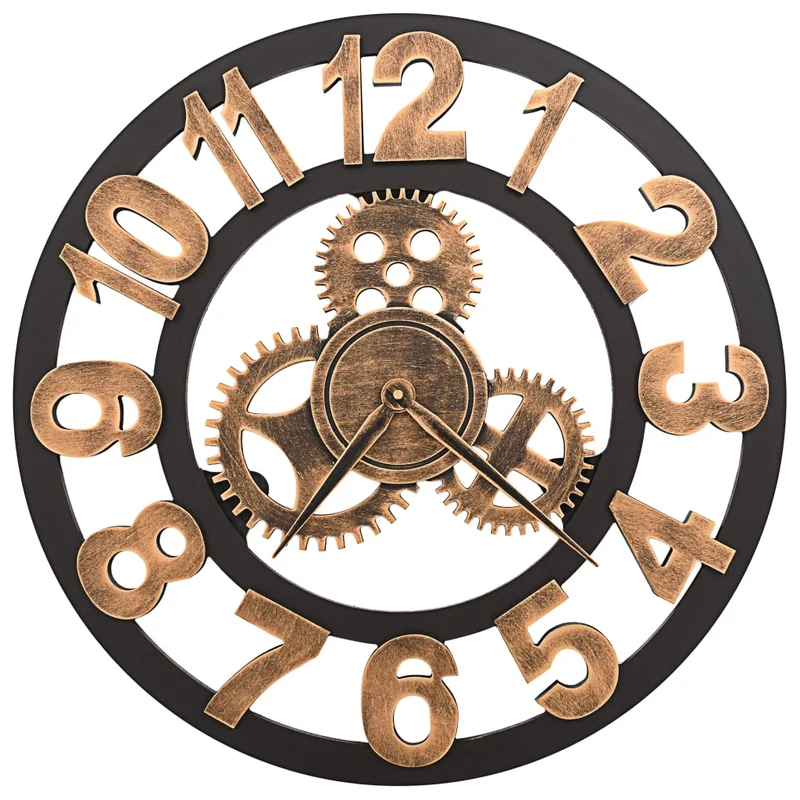 Horloge au Style Industriel en Métal Doré et Noir