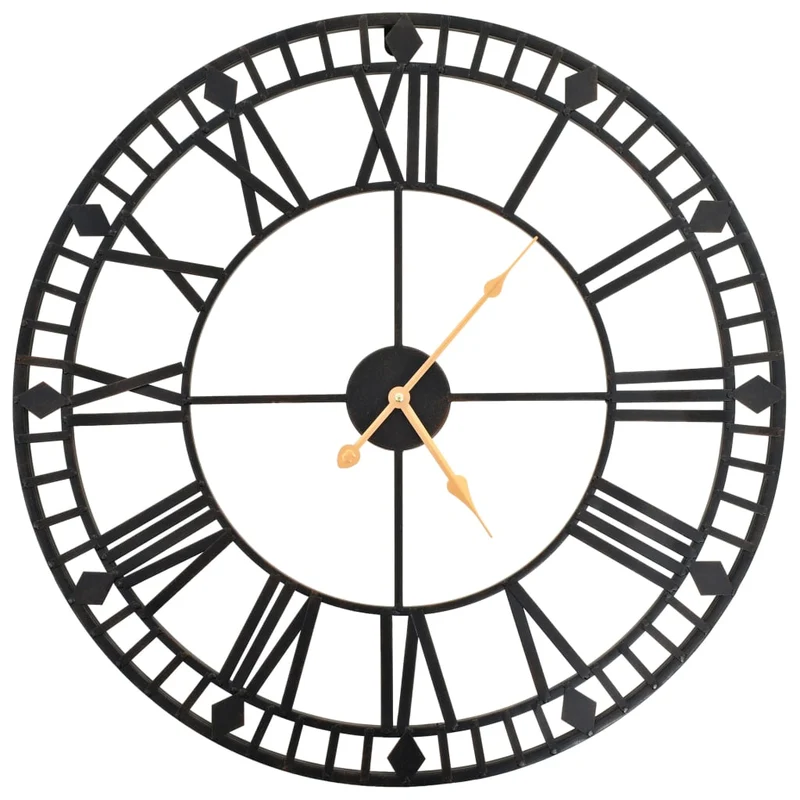 Horloge Murale en Métal Noir Vintage