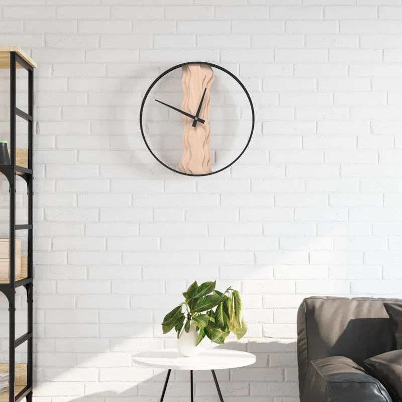 Horloge Murale en Bois et Métal Noir Industriel
