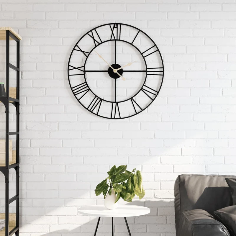 Horloge Murale Noire en Métal Indus