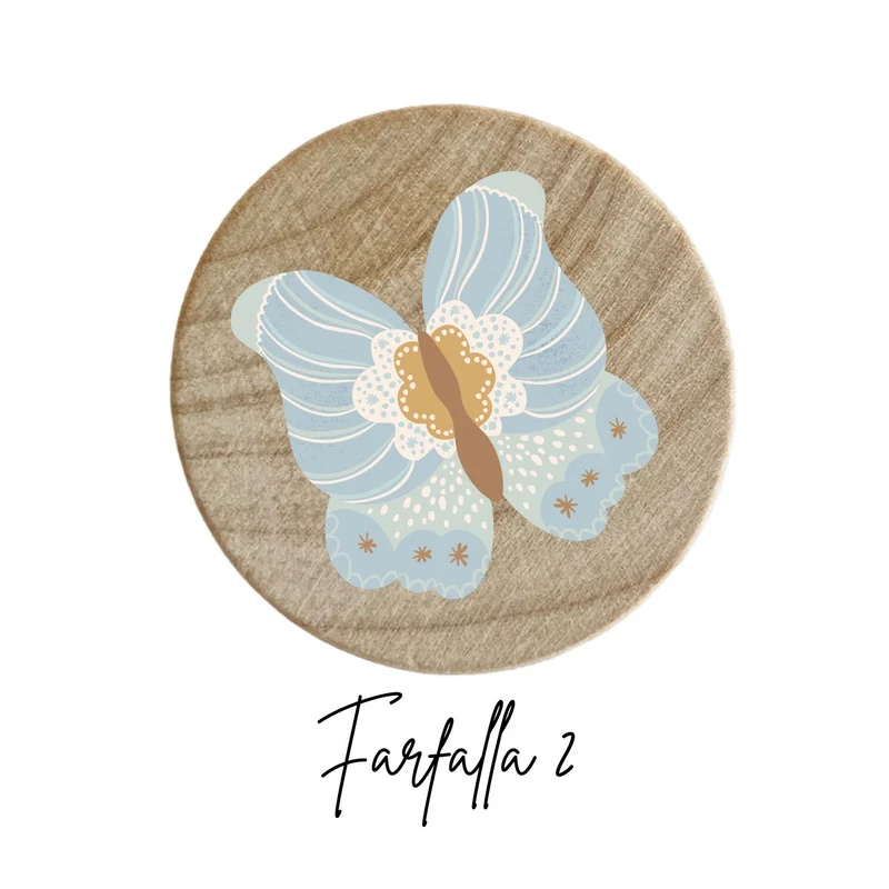 Bouton en bois avec motif de papillon en relief - Plus de modèles disponibles